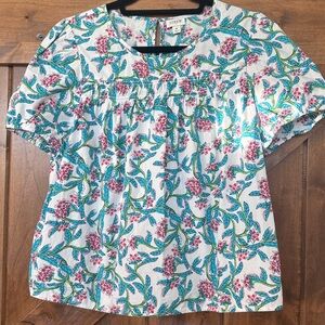 J. Crew Pink and Blue Floral Top